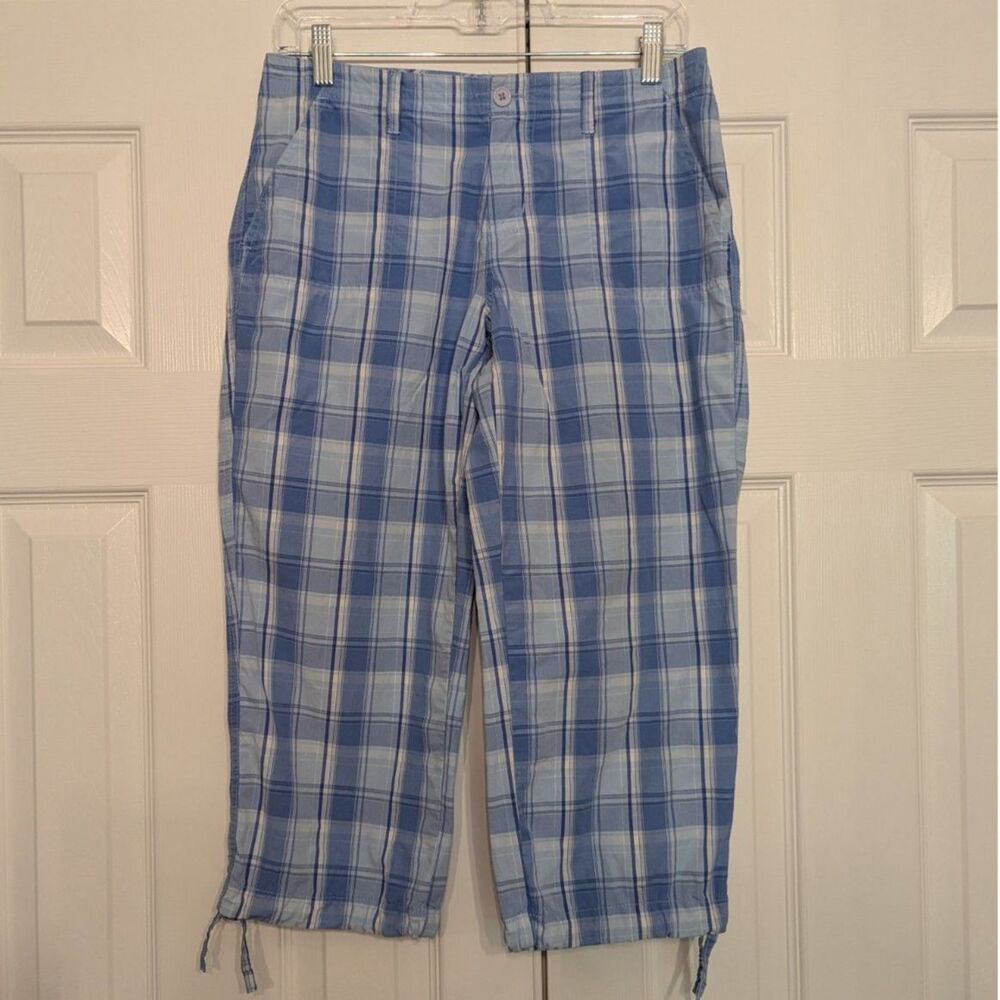 90s/Y2k Women's Blue Plaid Capris Size 5
